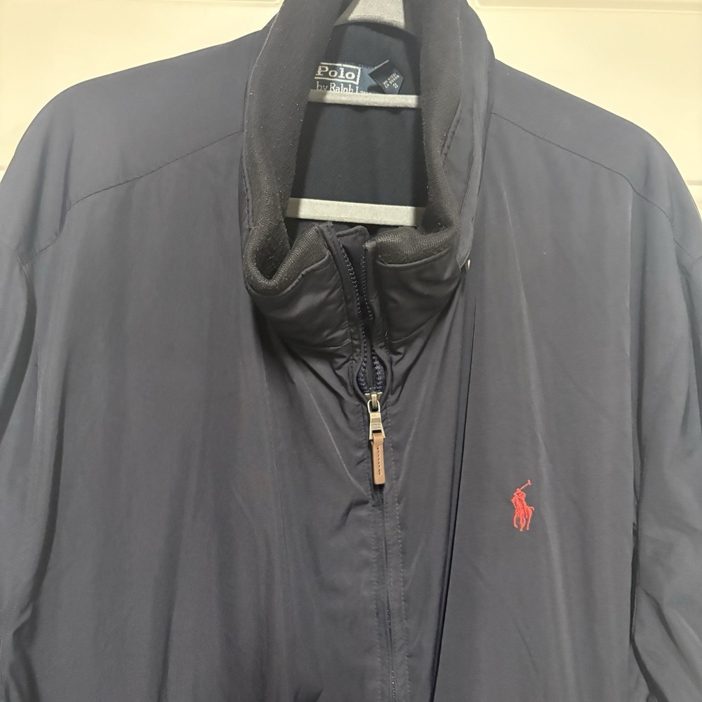 Vtg Polo Ralph Lauren Full Zip Up Jacket Size Men's 3x Grand Navy Fleece Inside